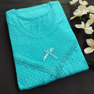 Sea Green color Beautiful & Comfortable Model Fabric Nighty